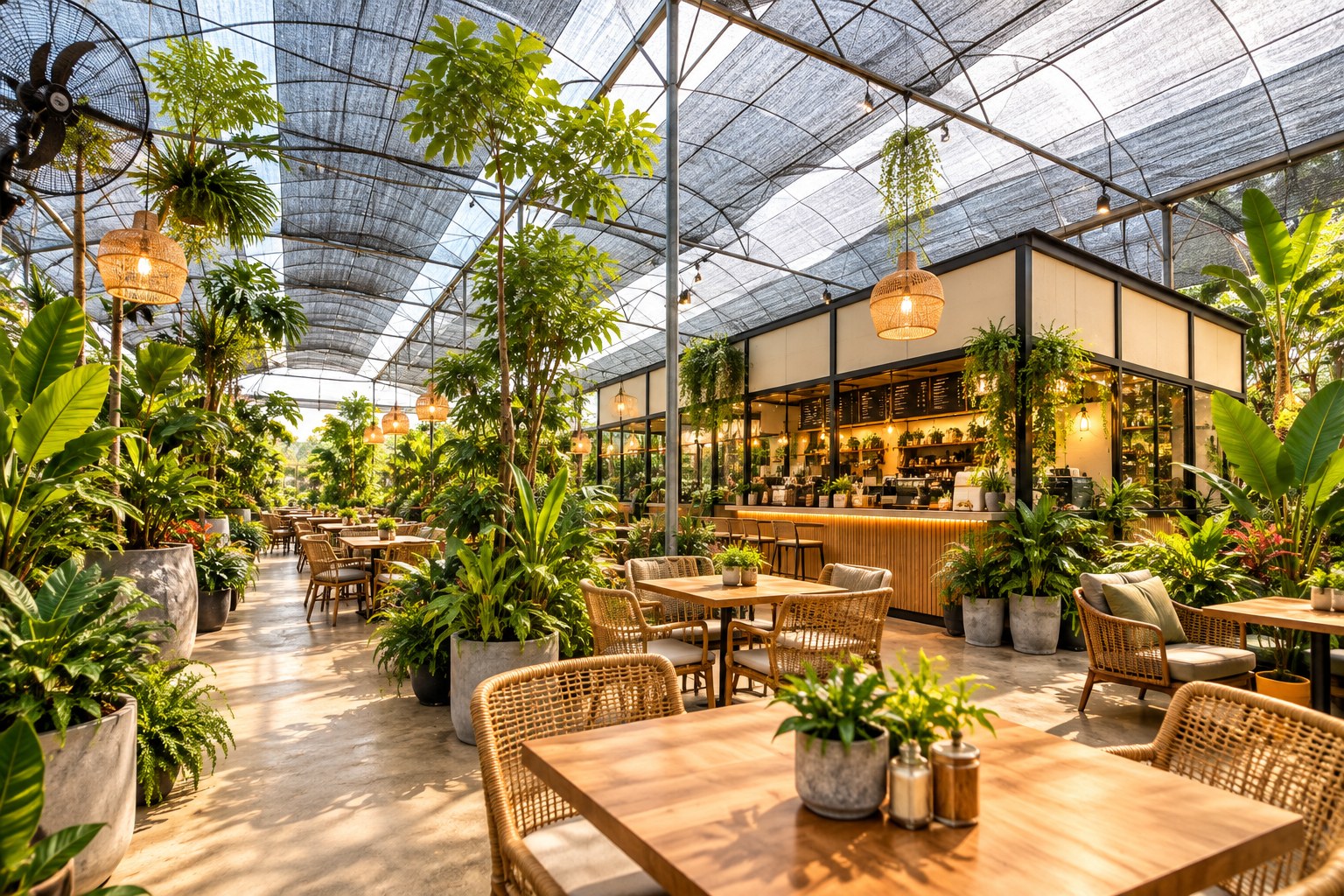 Illustrative greenhouse café concept showing one possible design direction